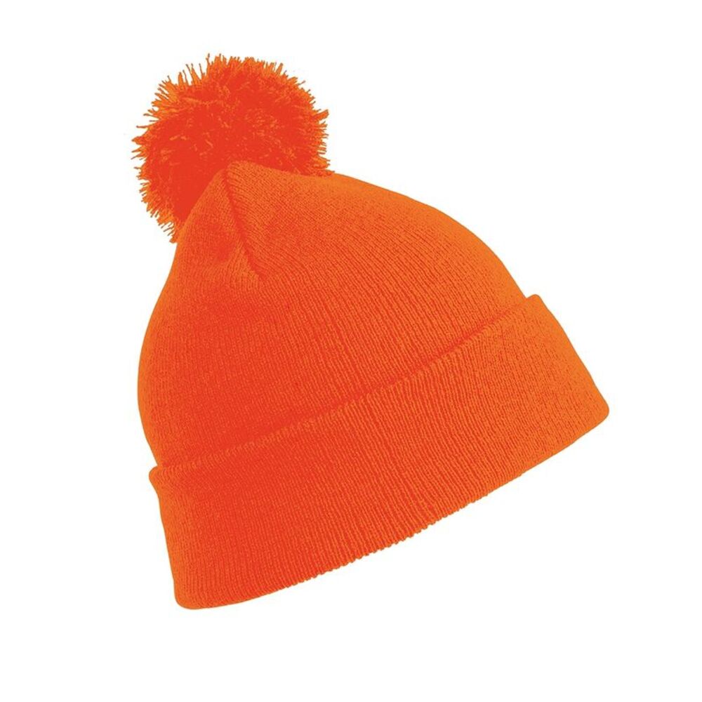 Result Childrens/Kids Pom Pom Beanie / Fluorescent Orange